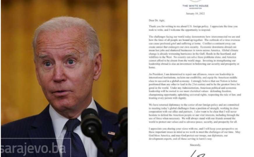 Biden odgovorio bh. građanima u SAD: Cijenim što ste podijelili svoje stavove sa mnom